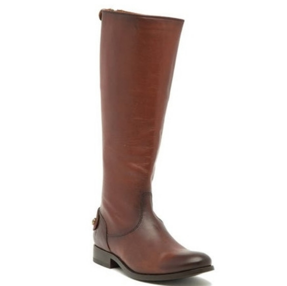 NEW Frye Melissa Button Back Zip Boots brown 8.5